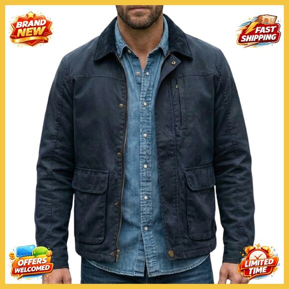 Vintage Workwear Jacket Cotton Twill Collar Multi-Pocket Casual Fall Winter Coat